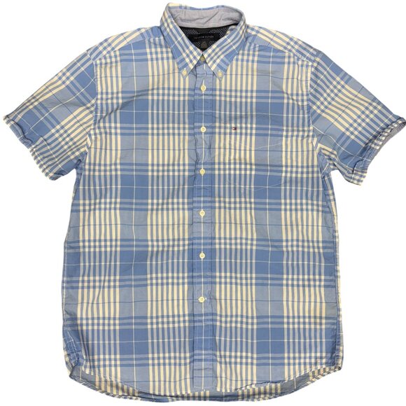 Men's TOMMY HILFIGER Short Sleeve Button-Down Dress Shirt- Size Large - Picture 1 of 12